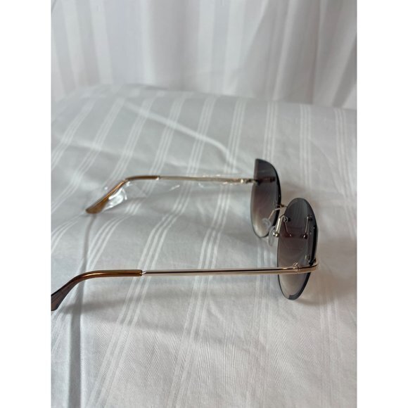 Catch Me‎ Tonight Cat Eye Frame Rimless Sunglasses Brown - Picture 5 of 7